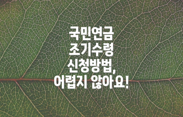 국민연금 조기수령 신청방법, 어렵지 않아요!