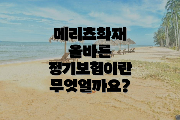 메리츠화재 올바른 정기보험이란 무엇일까요?