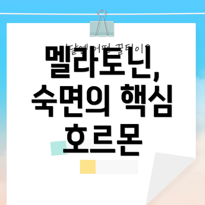 멜라토닌, 숙면의 핵심 호르몬