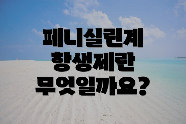 페니실린계 항생제란 무엇일까요?