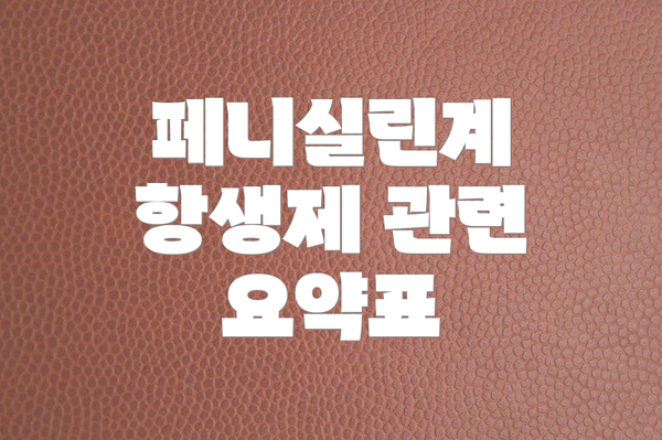 페니실린계 항생제 관련 요약표