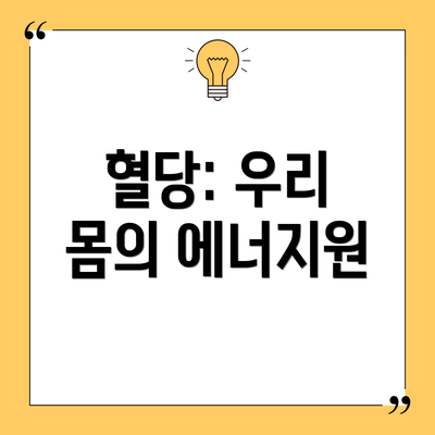 혈당: 우리 몸의 에너지원