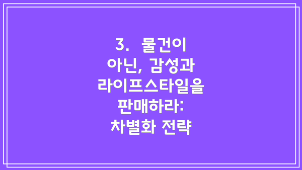 3.  물건이 아닌, 감성과 라이프스타일을 판매하라: 차별화 전략