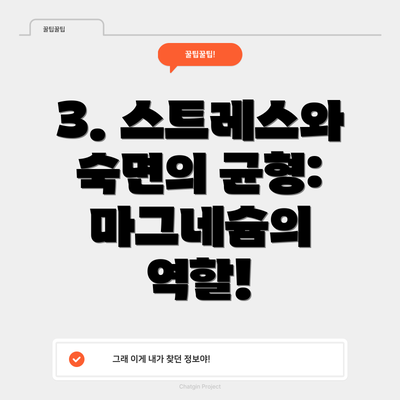 3. 스트레스와 숙면의 균형: 마그네슘의 역할!