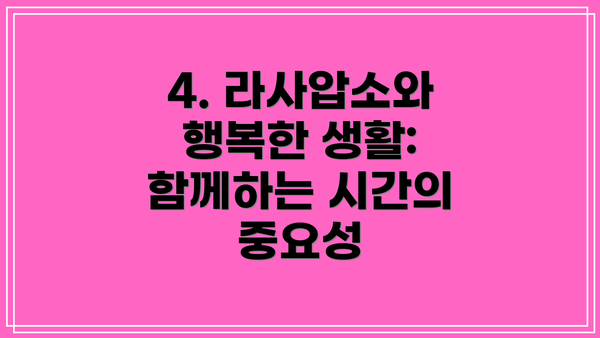4. 라사압소와 행복한 생활: 함께하는 시간의 중요성