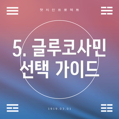 5. 글루코사민 선택 가이드