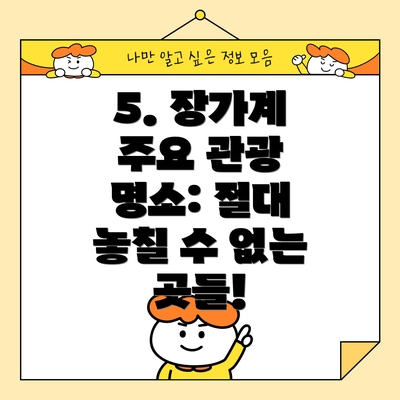 5. 장가계 주요 관광 명소: 절대 놓칠 수 없는 곳들!