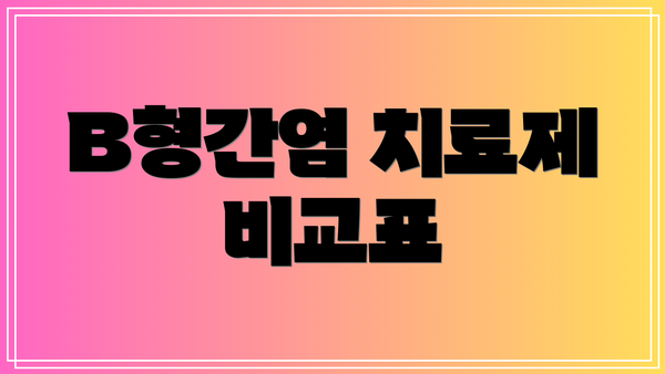 B형간염 치료제 비교표