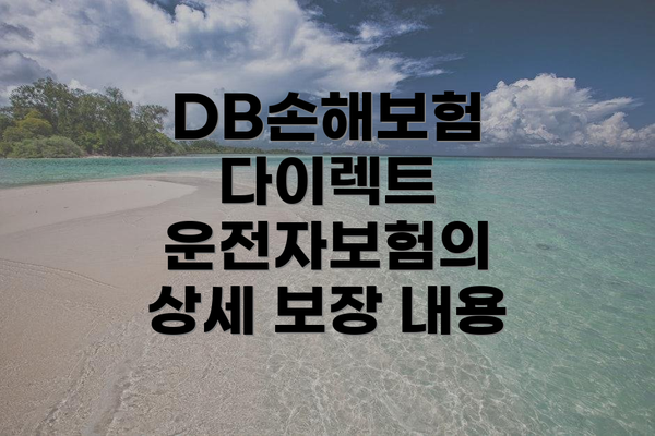 DB손해보험 다이렉트 운전자보험의 상세 보장 내용