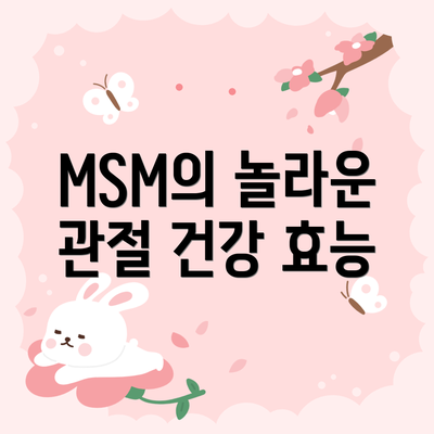 MSM의 놀라운 관절 건강 효능