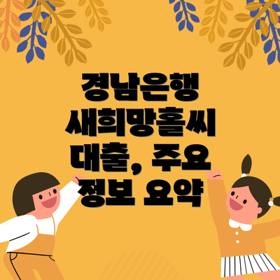 경남은행 새희망홀씨 대출, 주요 정보 요약