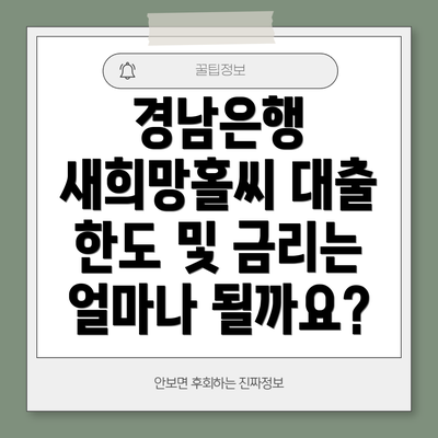 경남은행 새희망홀씨 대출 한도 및 금리는 얼마나 될까요?