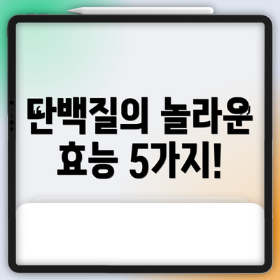 단백질의 놀라운 효능 5가지!