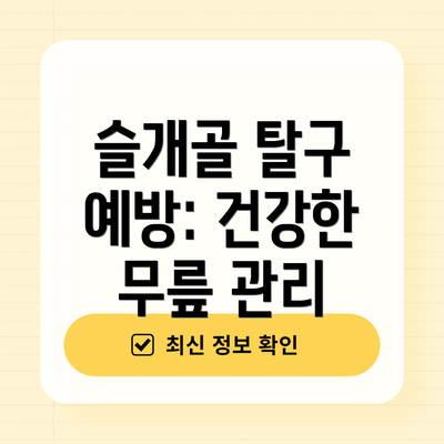슬개골 탈구 예방: 건강한 무릎 관리