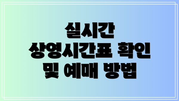 실시간 상영시간표 확인 및 예매 방법