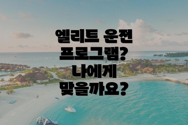 엘리트 운전 프로그램? 나에게 맞을까요?