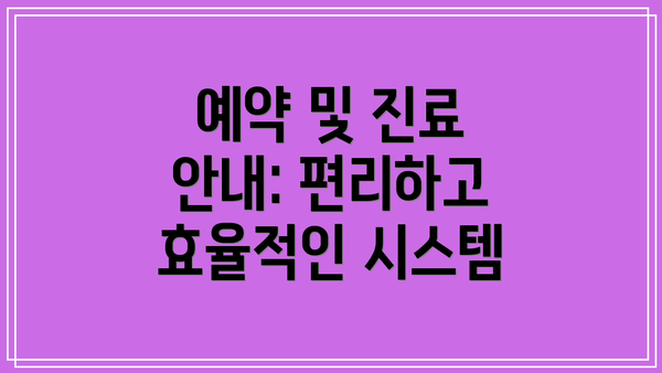 예약 및 진료 안내: 편리하고 효율적인 시스템
