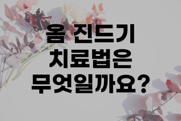 옴 진드기 치료법은 무엇일까요?