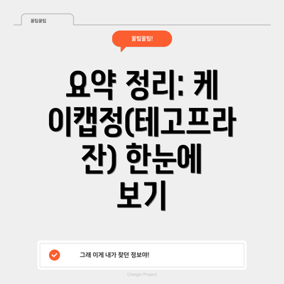 요약 정리: 케이캡정(테고프라잔) 한눈에 보기