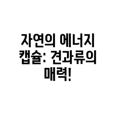 자연의 에너지 캡슐: 견과류의 매력!