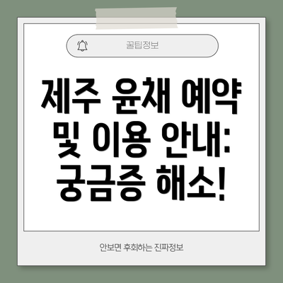 제주 윤채 예약 및 이용 안내: 궁금증 해소!