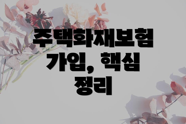 주택화재보험 가입, 핵심 정리