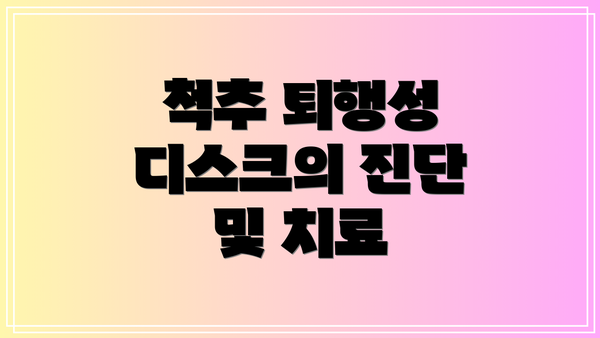 척추 퇴행성 디스크의 진단 및 치료