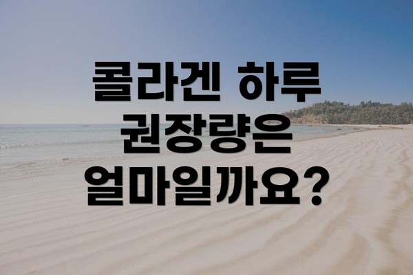 콜라겐 하루 권장량은 얼마일까요?
