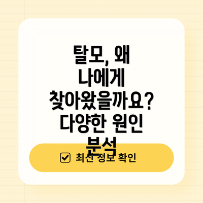 탈모, 왜 나에게 찾아왔을까요? 다양한 원인 분석