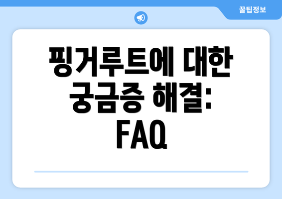 핑거루트에 대한 궁금증 해결: FAQ