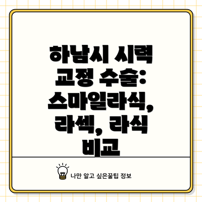 하남시 시력 교정 수술: 스마일라식, 라섹, 라식 비교