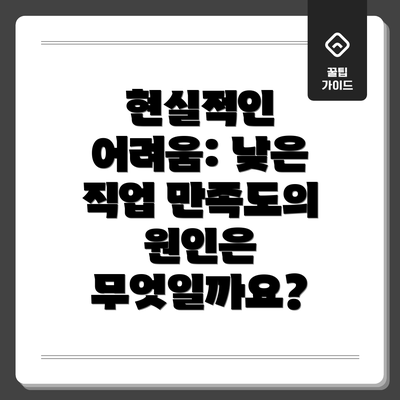 현실적인 어려움: 낮은 직업 만족도의 원인은 무엇일까요?