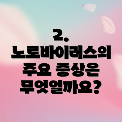2. 노로바이러스의 주요 증상은 무엇일까요?
