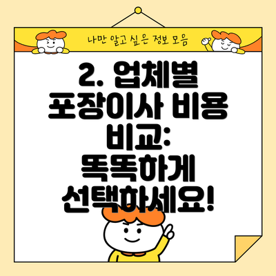 2. 업체별 포장이사 비용 비교: 똑똑하게 선택하세요!