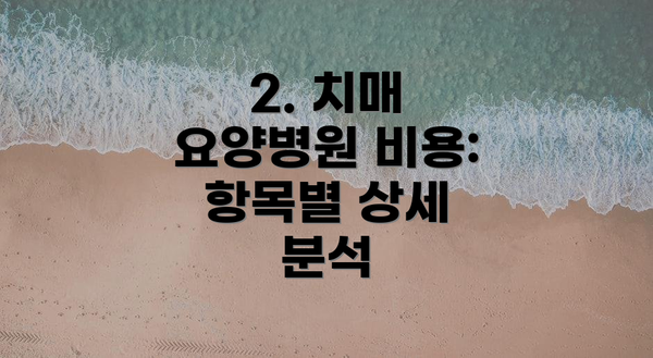 2. 치매 요양병원 비용: 항목별 상세 분석