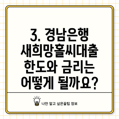 3. 경남은행 새희망홀씨대출 한도와 금리는 어떻게 될까요?