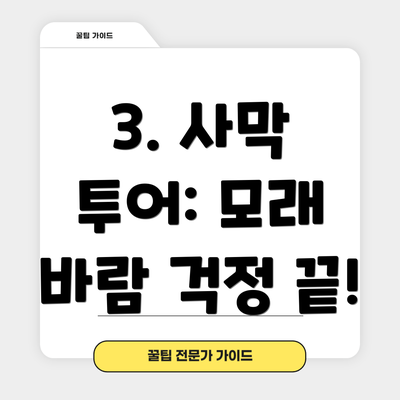 3. 사막 투어: 모래 바람 걱정 끝!