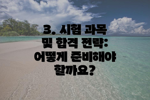 3. 시험 과목 및 합격 전략: 어떻게 준비해야 할까요?
