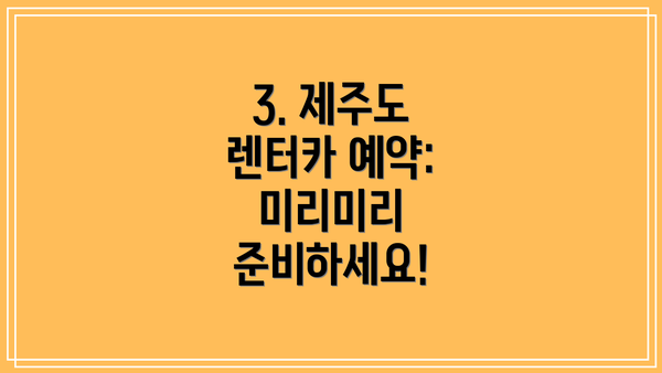3. 제주도 렌터카 예약: 미리미리 준비하세요!