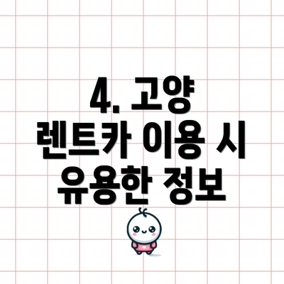 4. 고양 렌트카 이용 시 유용한 정보