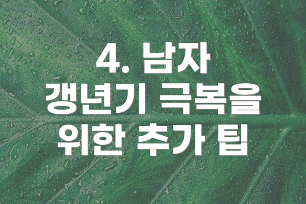 4. 남자 갱년기 극복을 위한 추가 팁