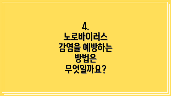 4. 노로바이러스 감염을 예방하는 방법은 무엇일까요?