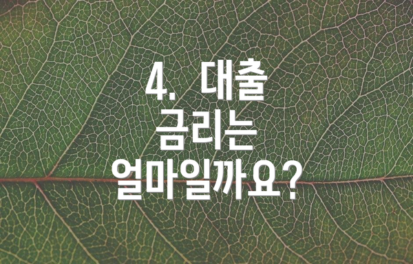 4. 대출 금리는 얼마일까요?