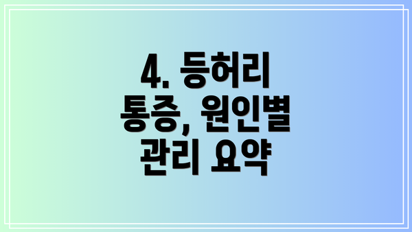 4. 등허리 통증, 원인별 관리 요약
