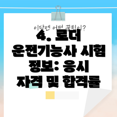 4. 로더 운전기능사 시험 정보: 응시 자격 및 합격률