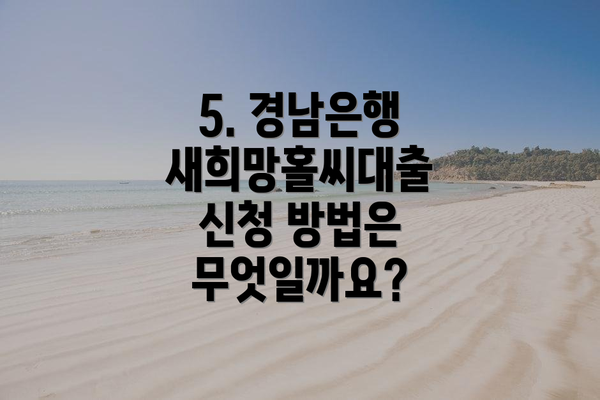 5. 경남은행 새희망홀씨대출 신청 방법은 무엇일까요?