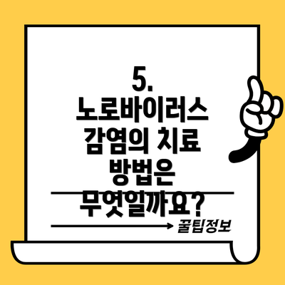 5. 노로바이러스 감염의 치료 방법은 무엇일까요?