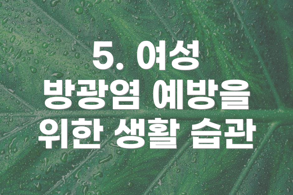 5. 여성 방광염 예방을 위한 생활 습관