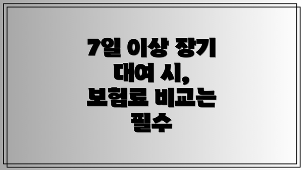 7일 이상 장기 대여 시, 보험료 비교는 필수