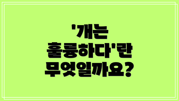 '개는 훌륭하다'란 무엇일까요?